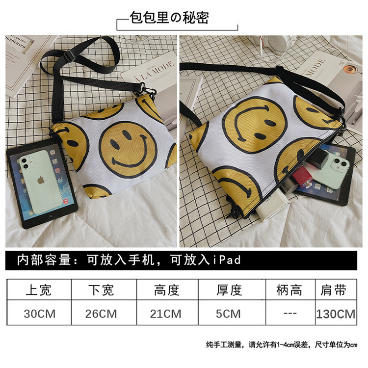 Wholesale Large Capacity Smiley Face Pattern Shoulder Canvas Bag Nihaojewelry display picture 25