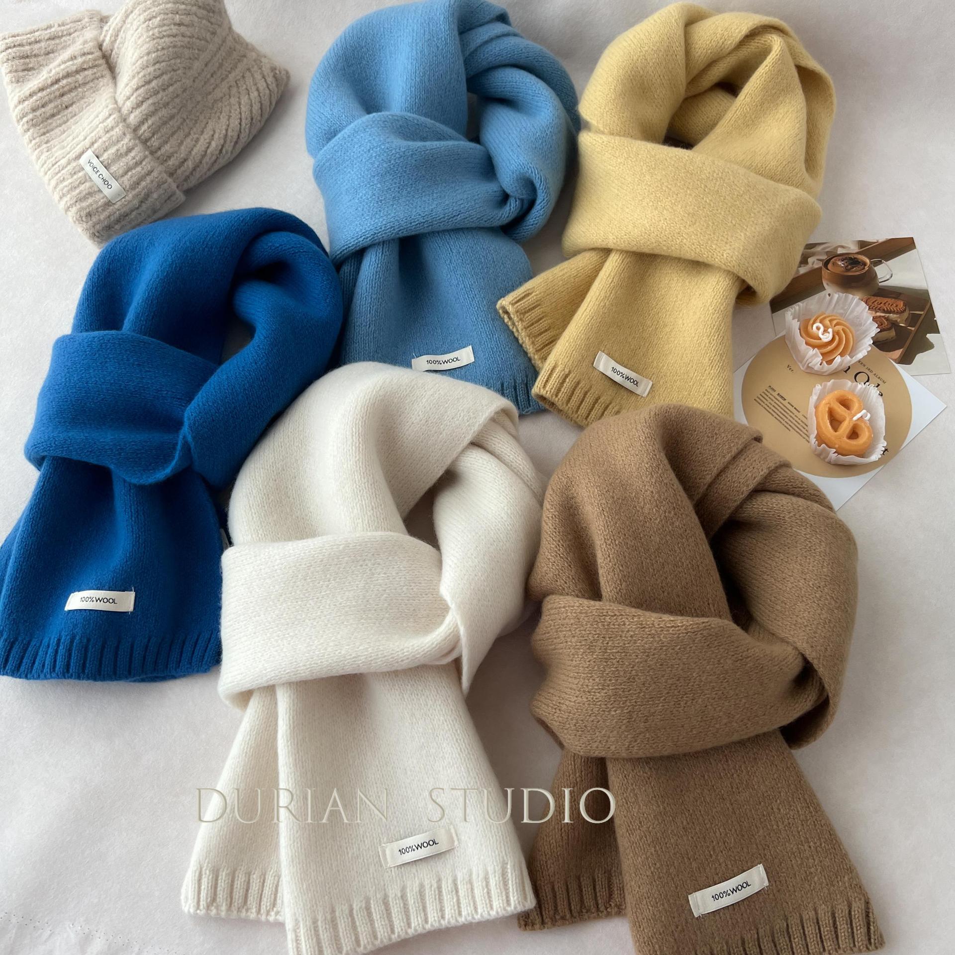 Cashmere solid color universal keep warm knitted scarf for men and…
