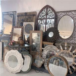 Export Mirror Retro Iron Art Wooden Decorative Mirror Full-Length Mirror Famous Restaurant Clothing Store Dressing Mirror