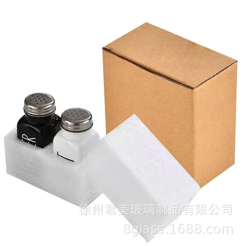 Amazon set blanco y negro botella de asparcha botella de asparcha de cocina botella de pimienta botella de condimentos de vidrio 80 botella de vidrio cuadrada
