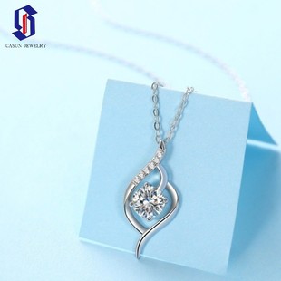 Cross-border S925 Silver Moissanite 1CT Necklace Women's Clavicle Chain Pendant Valentine's Day Gift in stock Wholesale