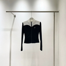 潮牌新品AL螺纹拼色外套运动修身显瘦拼色瑜伽服外套健身运动外套