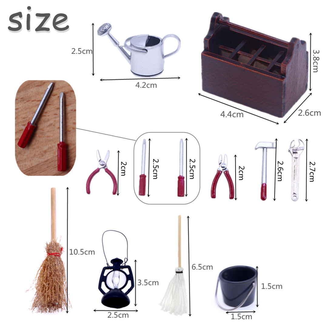 Dollhouse caja de herramientas madera traje BJD aleación herramienta modelo OB11 accesorios escena en miniatura