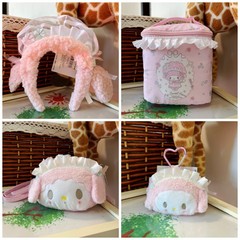 Meletti Sisters Baby Goat Bilaeno Baby Goat Ketchup Makeup Bag Shoulder Crossbody Bag Hairband Zero Wallet Storage Bag 