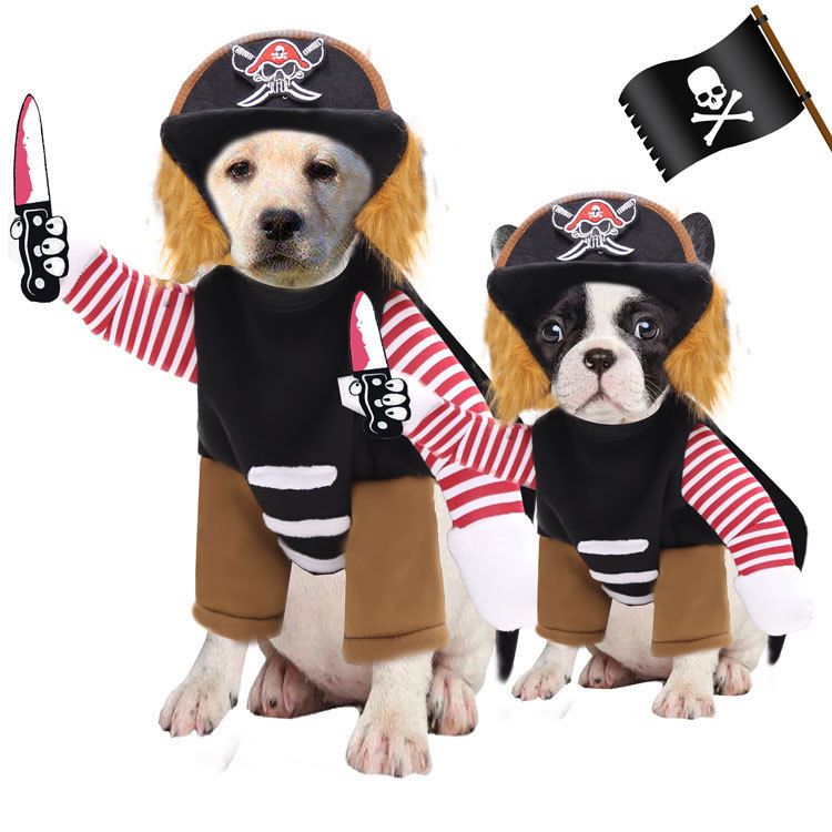 Disfraz divertido de pirata para perros grandes, ropa para perros y gatos, golden retriever, bulldog francés, disfraces de Halloween, artículos para perros image 4