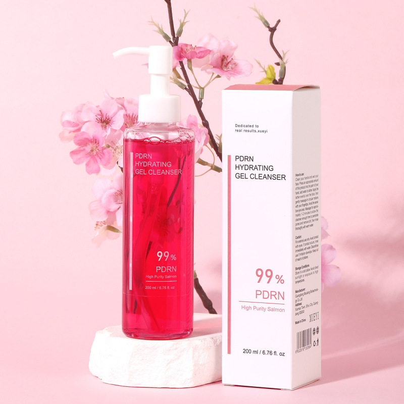 Cross-Border Exclusive Supply of Pink Gel Facial Cleanser for Cleansing, Brightening, Rejuvenating, and Moisturizing Skin. Gel Facial Cleanser Oem