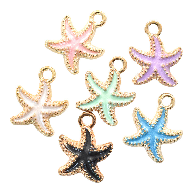 1 Piece Quantity 1 Piece Alloy Shell Multicolor Starfish Ocean Pendant DIY Jewelry Accessories