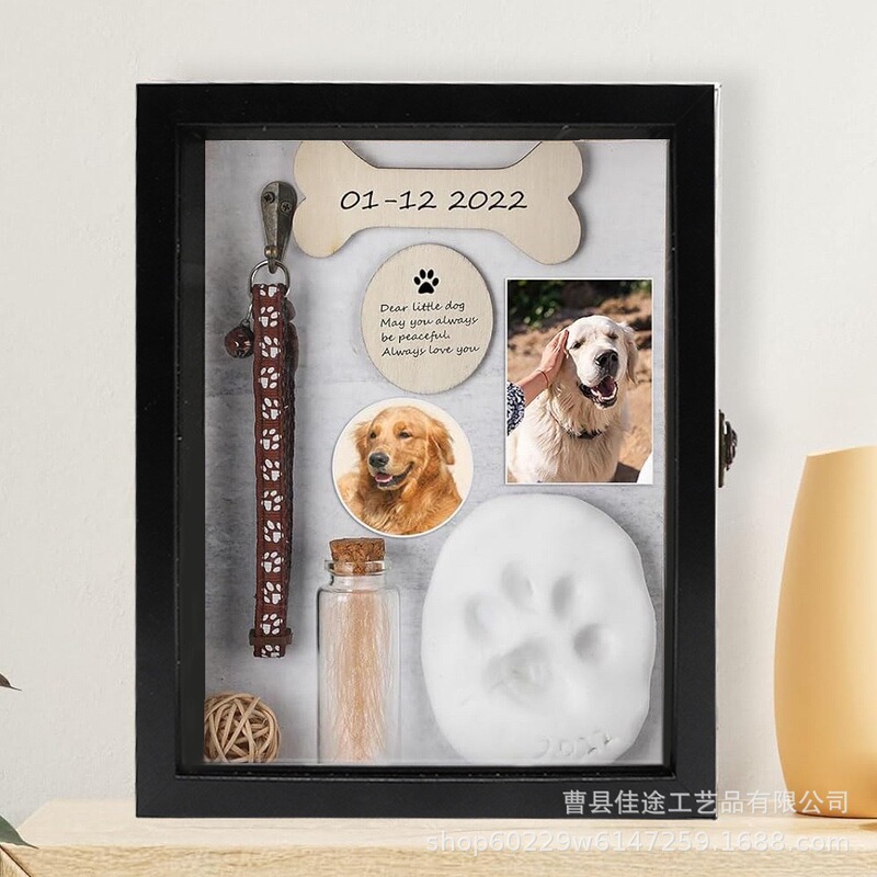 Wooden Pet Photo Frame Shadow Box Plant Specimen Dried Flower Display Frame Pet Collar Toy Storage Box Picture Frame