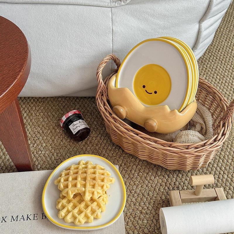 New Cute and Creative Household Ceramic Spit Bone Dinner Plate Garbage Plate Food Grade Snack Fruit Plate Exquisite Plate