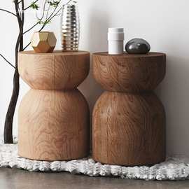 厂家销售实木木墩子北欧原木木墩边几树桩摆件圆形客厅家用凳子