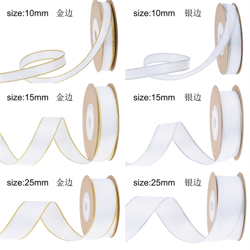 Amazon cinta de borde de cebolla de oro y plata de doble cara engrosada cinta de poliéster arco accesorios para el cabello cinta vestido floral