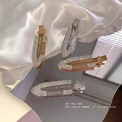 白鹿同款金属闪钻无痕发夹小铲子平夹刘海少女简约头饰发卡侧边夹