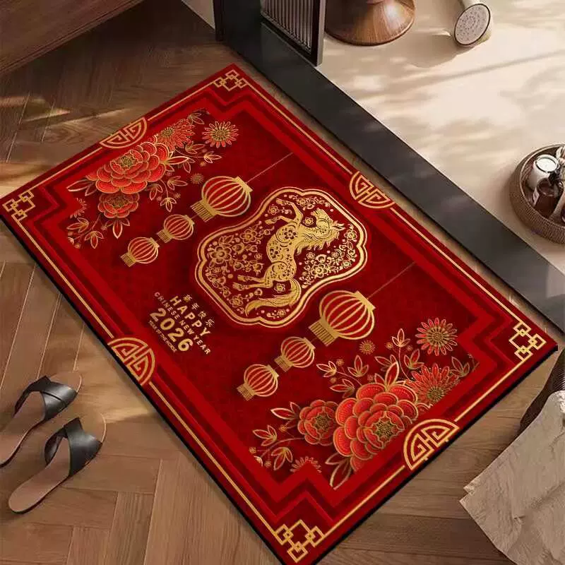 2026马年新年地垫耐脏易打理门垫脚垫玄关门口脚踏垫新年装饰地垫