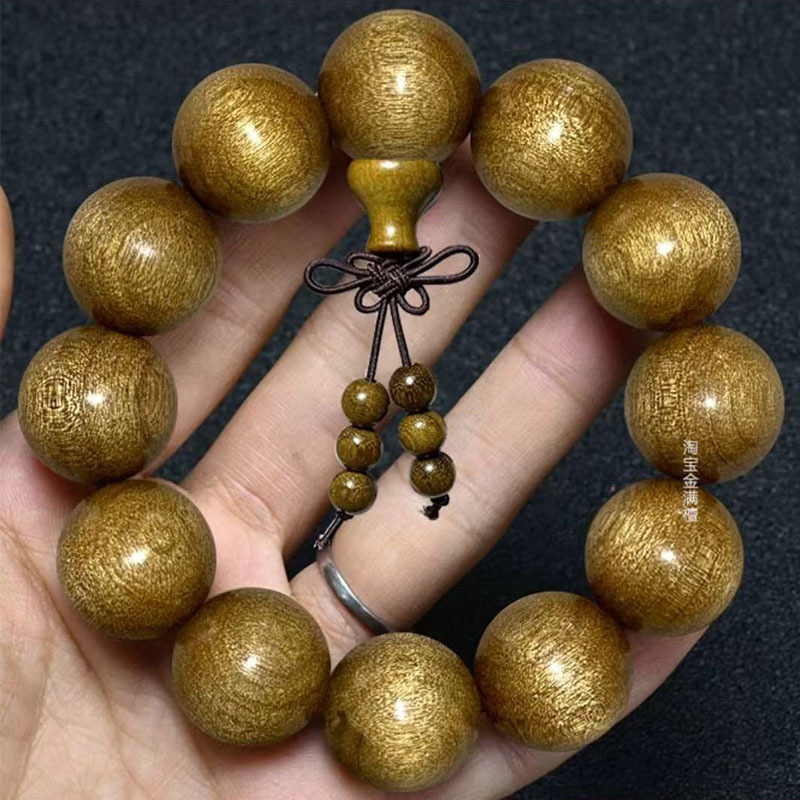 Authentic Gold Nanmu Bracelet DIY Ming and Qing Dismantling Room Material for Men and Women Gold Nanmu Buddha Beads Bracelet Manufacturer Wholesale