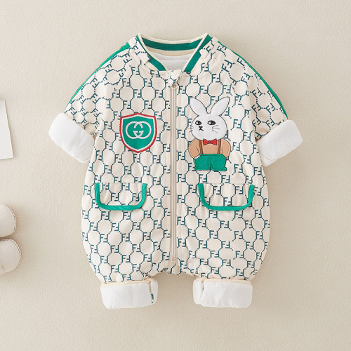 Baby Bodysuit Spring and Autumn Season Unisex Outfit Cartoon Embroidered Mr. Rabbit Crawling Suit Newborn Hanger