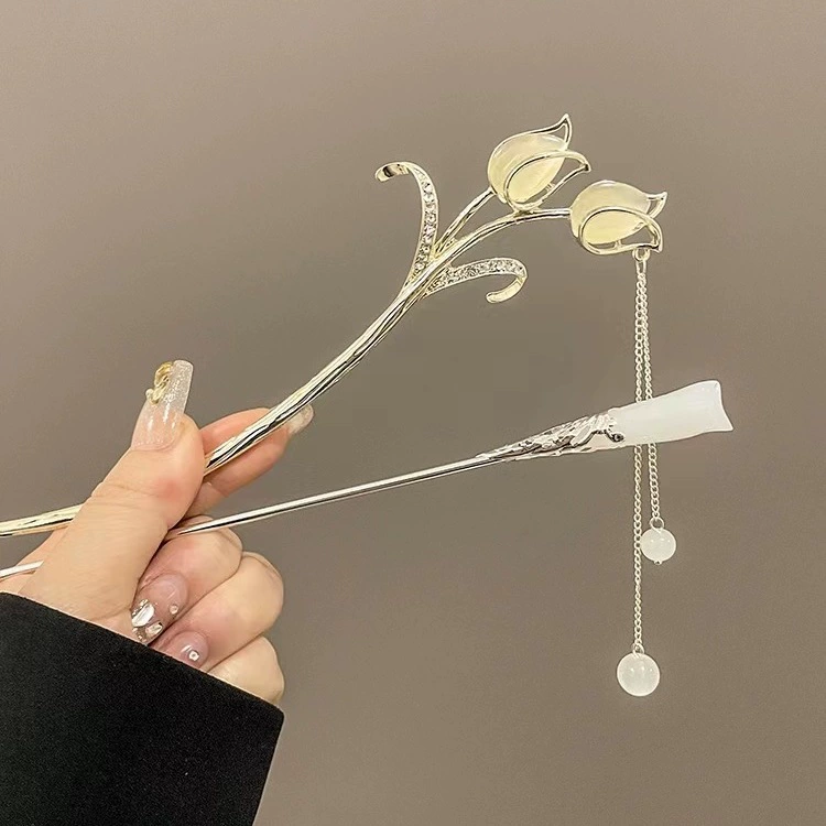 Китайская заколка HanfuHairgrip, цветы и кисточки, аксессуар для волос, 22 см, легкий