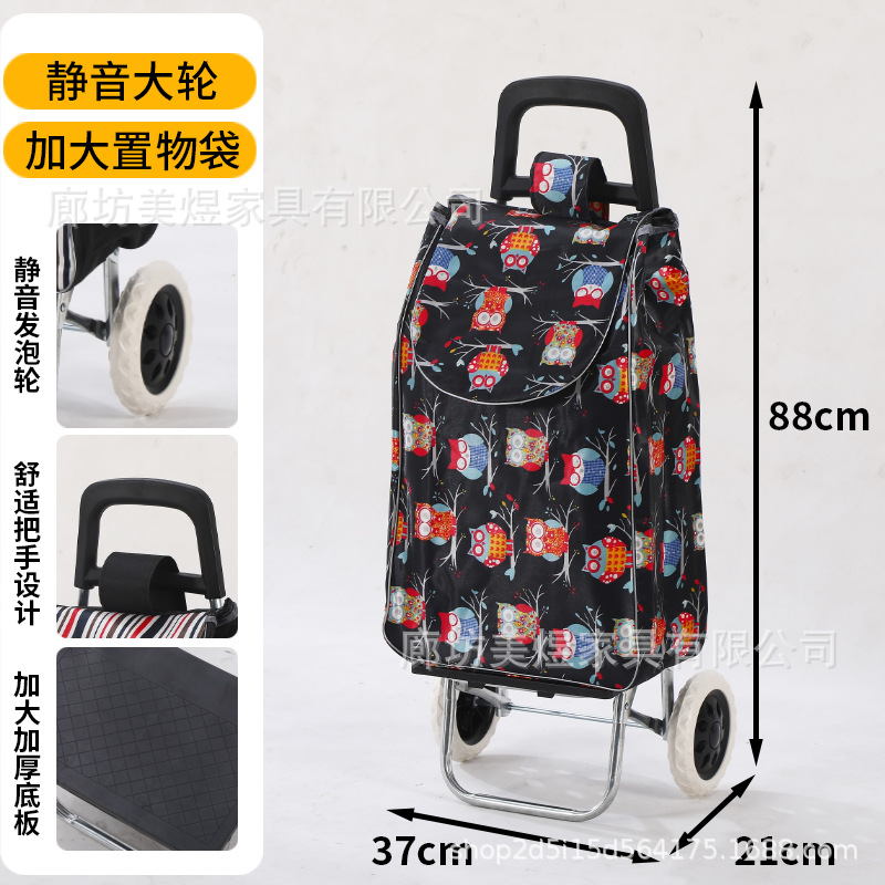 Carrito de compras plegable portátil para personas mayores para comprar verduras para el hogar pequeño carrito de varilla de tracción carro pequeño remolque