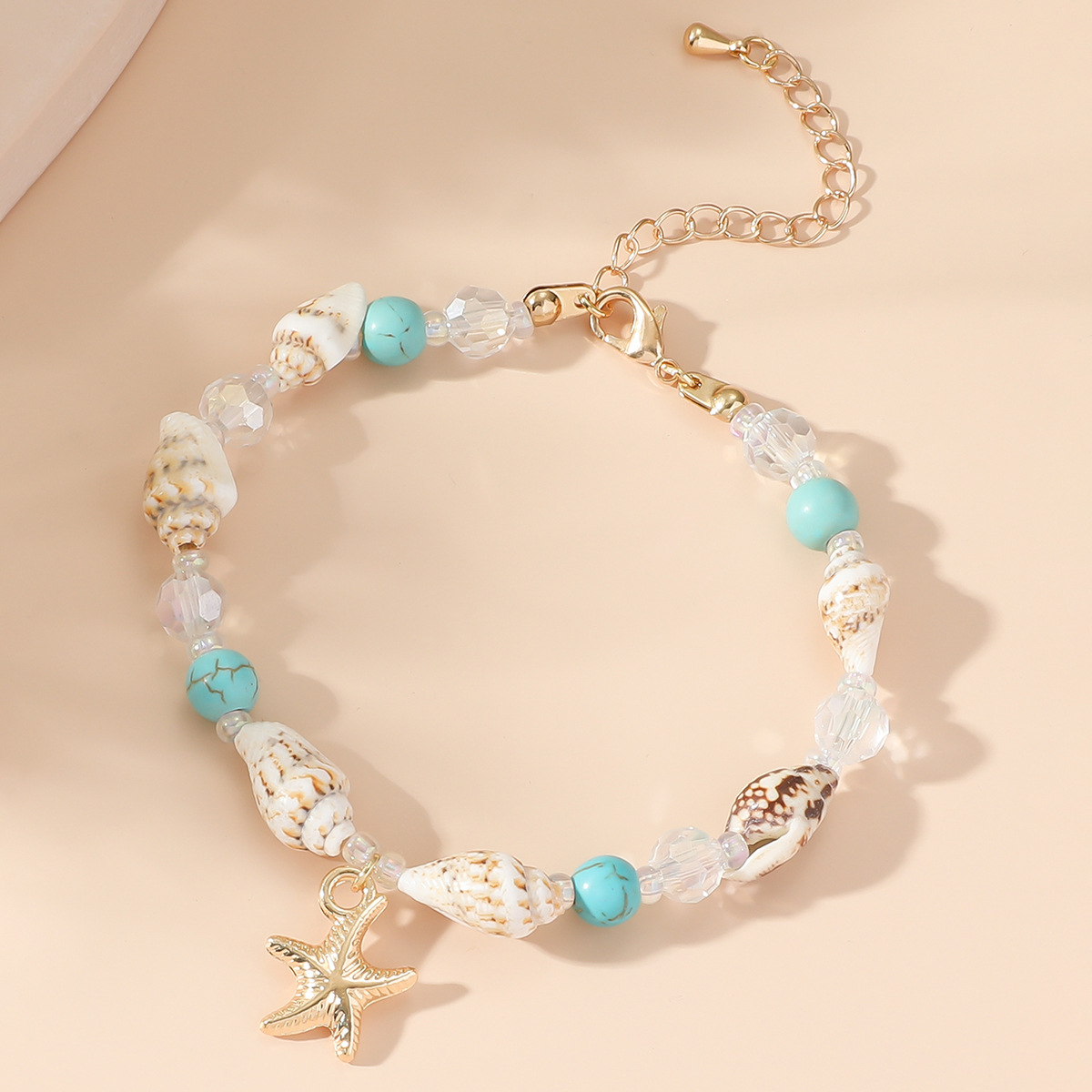 foreign trade popular ornament conch bead turquoise bracelet beach starfish pendant shell crystal beads bracelet
