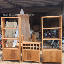 中式老榆木博古展示架客厅置地式茶叶收纳柜书房组合书架木置物架