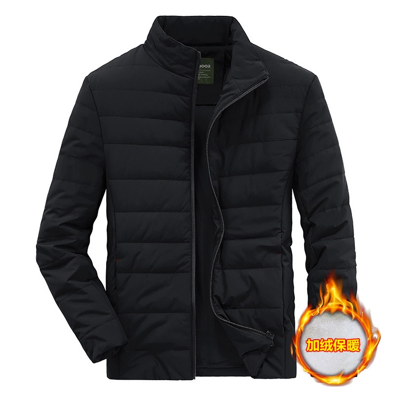 Зимняя свободная однотонная Повседневная теплая куртка на молнии с боковым карманом на складе Молодежная черная утепленная куртка с хлопковым подкладом 58226