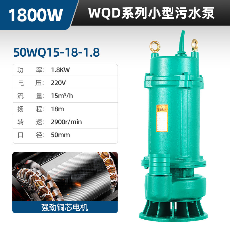 Bomba sumergible 220V bomba de bombeo doméstica de alta elevación gran flujo pequeña bomba de drenaje de lodo de drenaje de estiércol de riego agrícola