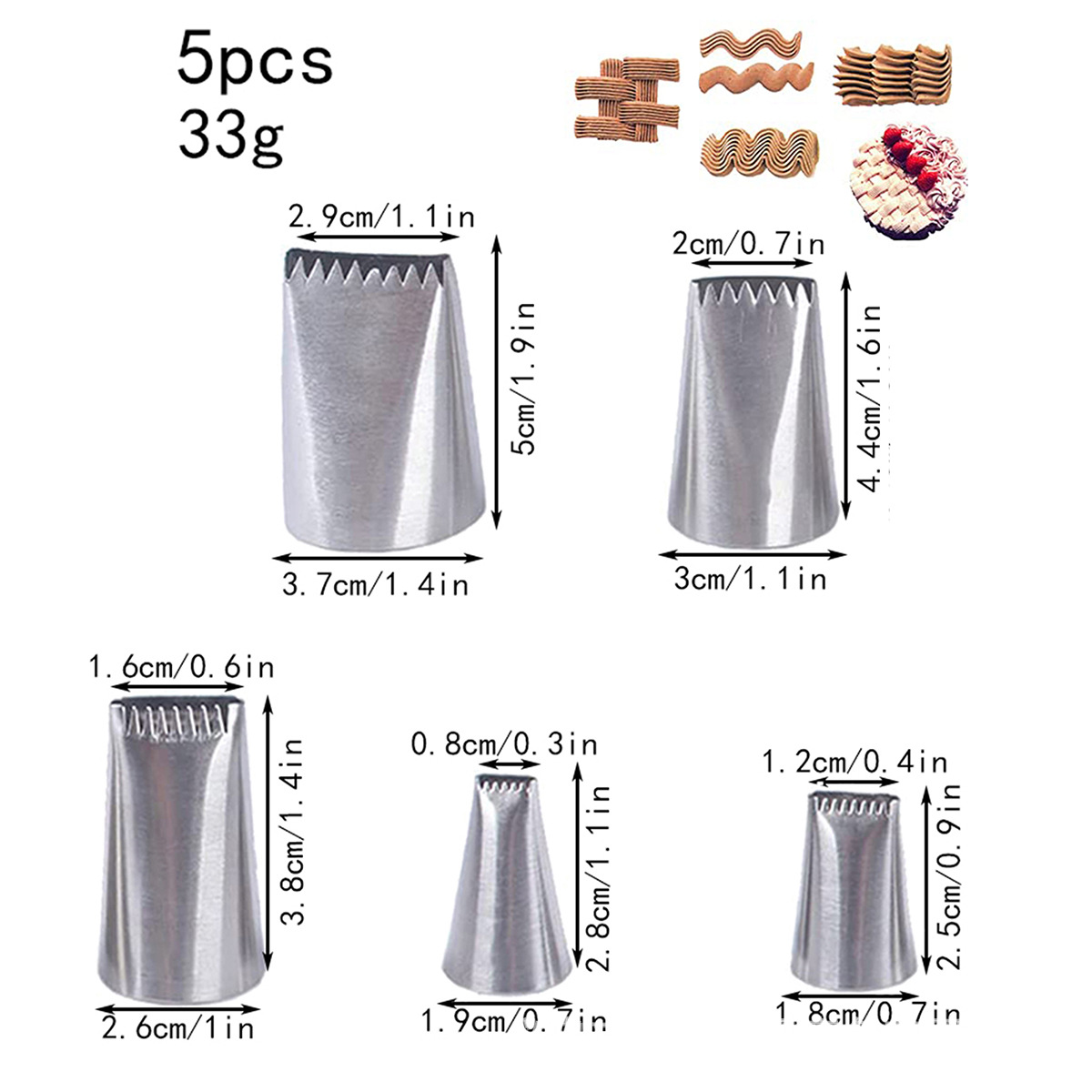 Juego de boca decorada de acero inoxidable 6 dientes 8 dientes 10 dientes 18 dientes boca de flor grande y mediana boca de flor superior de nieve boca de flor de crema