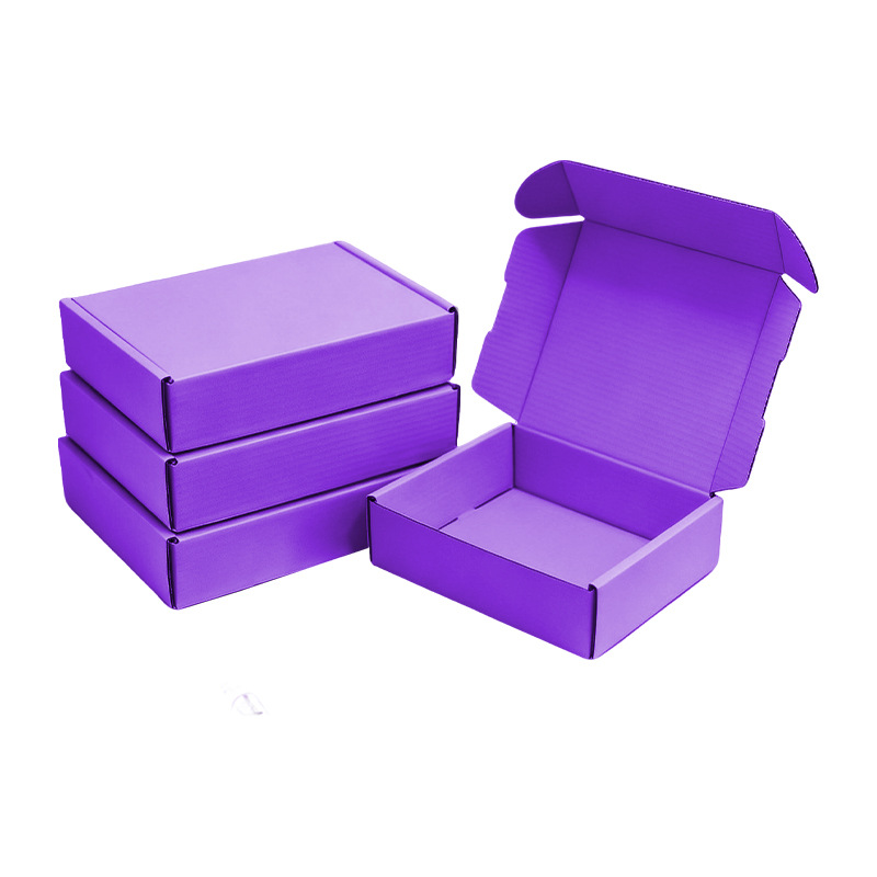 Caja de embalaje expreso de productos de cuidado de la piel de color púrpura de uva caja de avión caja de embalaje extra dura engrosada logotipo de pequeño lote personalizado