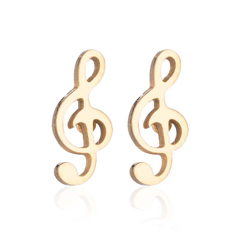Retro Style PVD Coated Real Gold Plated Star Spider Notes Stainless Steel Retro Waterproof Non Tarnish Ear Studs