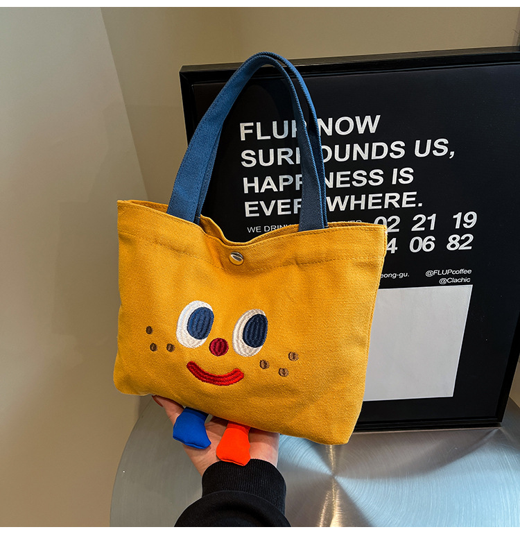 ins mini canvas bag, cute peach tote bag, Korean girl snack bento small bag canvas bag wholesale undefined