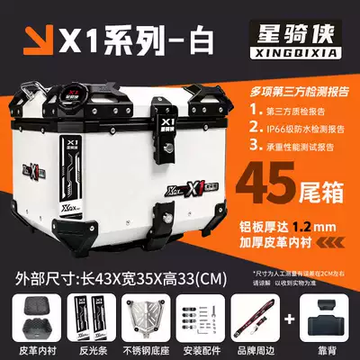 box, SR250GT trunk, and motorcycle — Motorcycle trunk - x1-series-45-tail-box-flat-white-lining-backrest-stainless-steel-base-standard-12mm-thickness