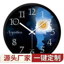 欧式时钟挂钟欧客厅阿根廷地图石英钟餐厅酒店宾馆前台大厅墙钟表