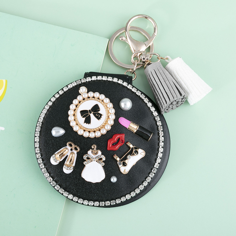 105g Weight Mirror Makeup Tools Types 1 Piece Quantity Pu Leather, Glass Material Geometric Pattern Elegant, Cute, Lady Style Elegant Cute Lady Geometric Pu Leather Glass Mirror 1 Piece 5