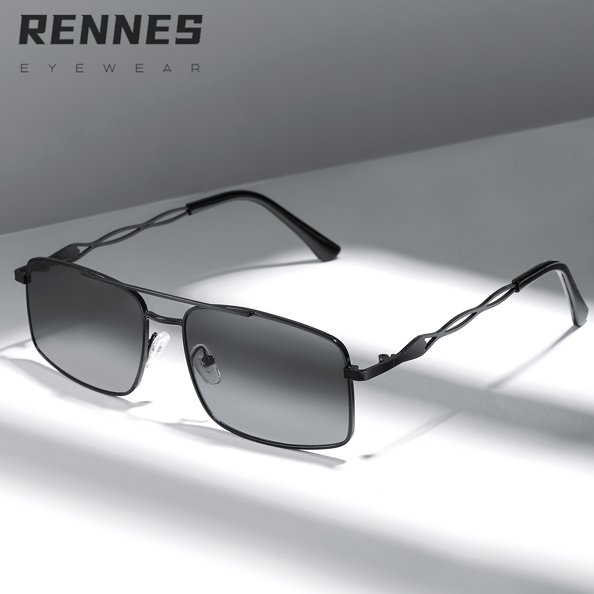 2023 nueva protección solar gafas de sol hombres de metal doble haz gafas de sol caja de negocios casual conducción pesca gafas de sol