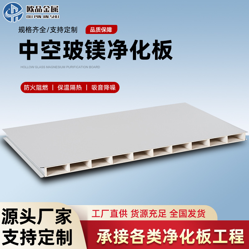 中空玻镁彩钢夹芯板无尘车间净化板材防火隔墙复合玻镁夹芯板厂家