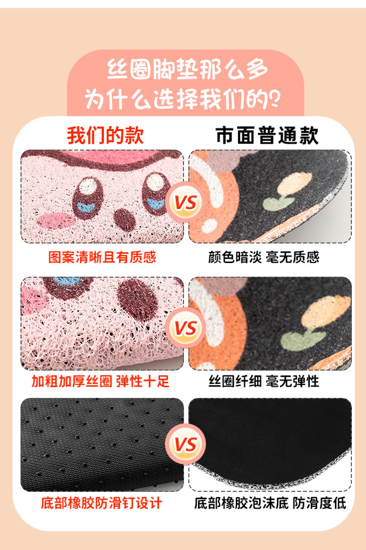 Car PVC mat wire ring Universal easy-to-clean pedal mat cute mat ladies car anti-stain anti-slip mat