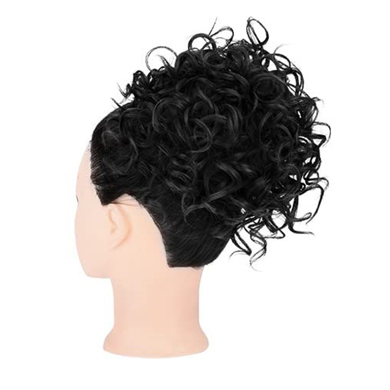Cross-border new women's curly bun European and American messy chemical fiber wig drawstring hair tie hair bag ponytail chignon_voghion.com