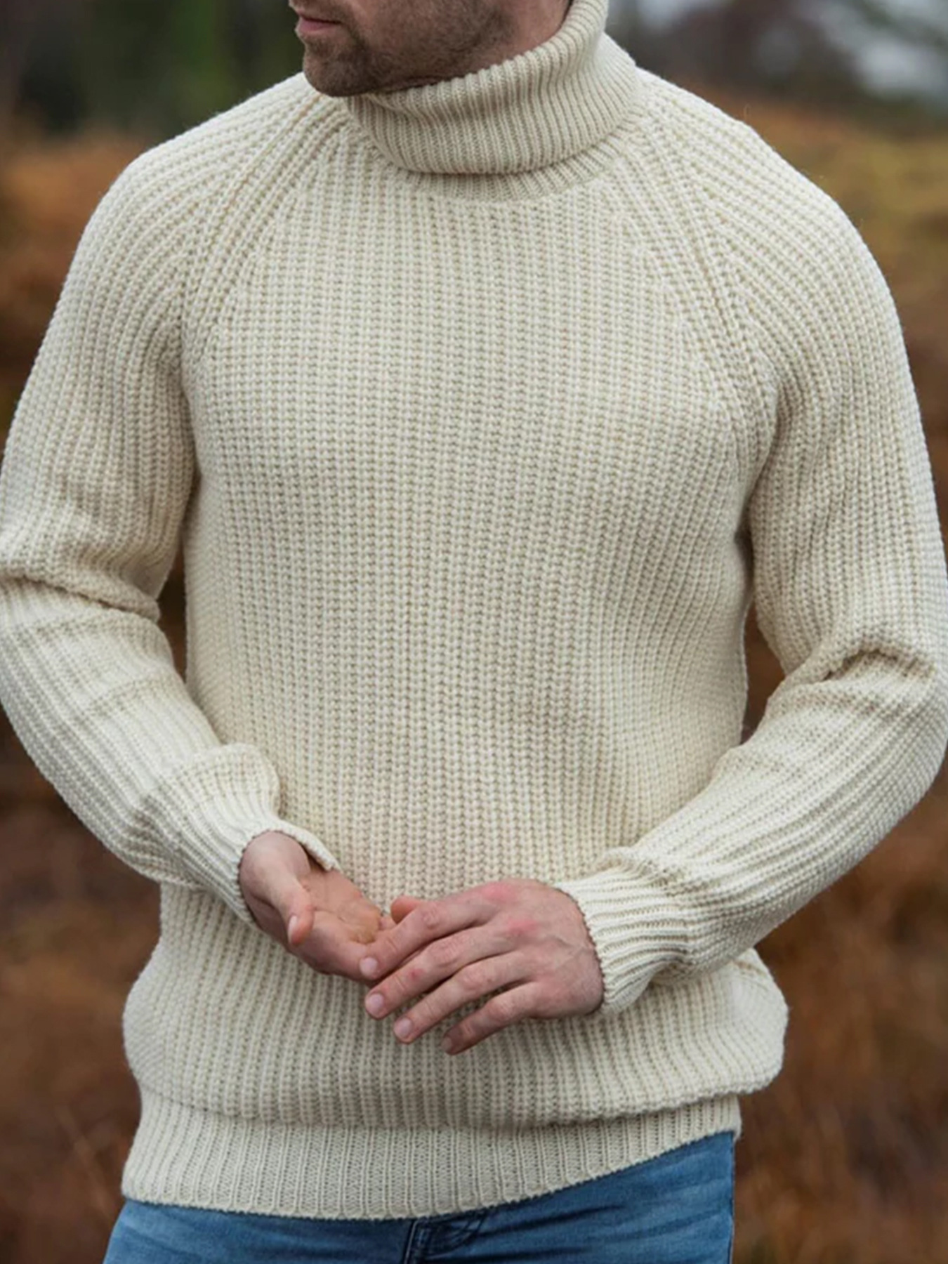 ​Men's & Women's Oversized High-Neck Knit Sweater – Vintage-Inspired Chunky Pullover For Winter, Casual & Chic (Beige, M-3XL)​_voghion.com