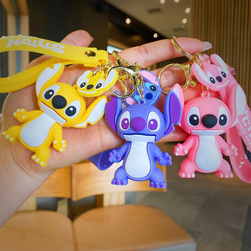 Cartoon Stitch Keychain Cute Couple Bag Doll Claw Machine Pendant Scene Decoration Small Gift Wholesale