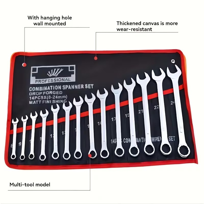 14 bolsillos para herramientas de llave de doble cabeza| Kit de almacenamiento de herramientas de hardware Soporte de etiquetado