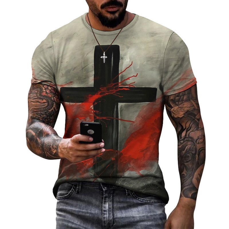 Moda de verano europea y americana, top de moda delgado de cuello redondo para hombres, camiseta juvenil, soporte, pedido de una pieza de cabello