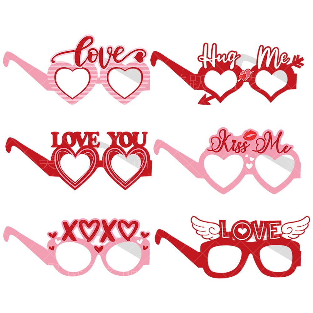 Alegría Día de San Valentín gafas de papel amante del partido decoración foto accesorios atmósfera romántica decoración suministros