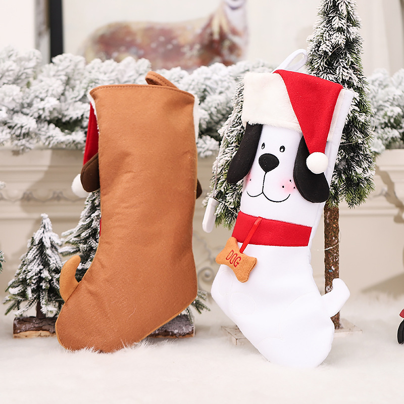 Decoración navideña con calcetines de regalo de hueso de perro navideño calcetines creativos nuevos para mascotas bolsa de regalo calcetines navideños
