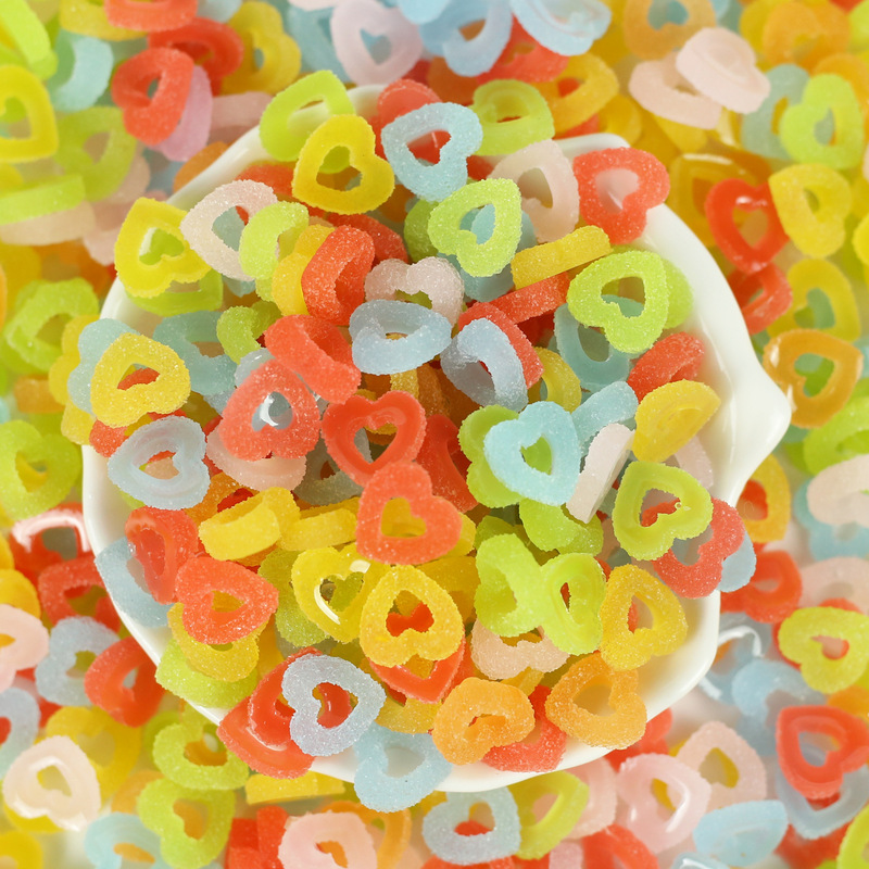 Simulated Frosted Candy-Colored Heart-Shaped Donut Nail Art Accessories DIY Ornaments Cream Phone Case Jewelry