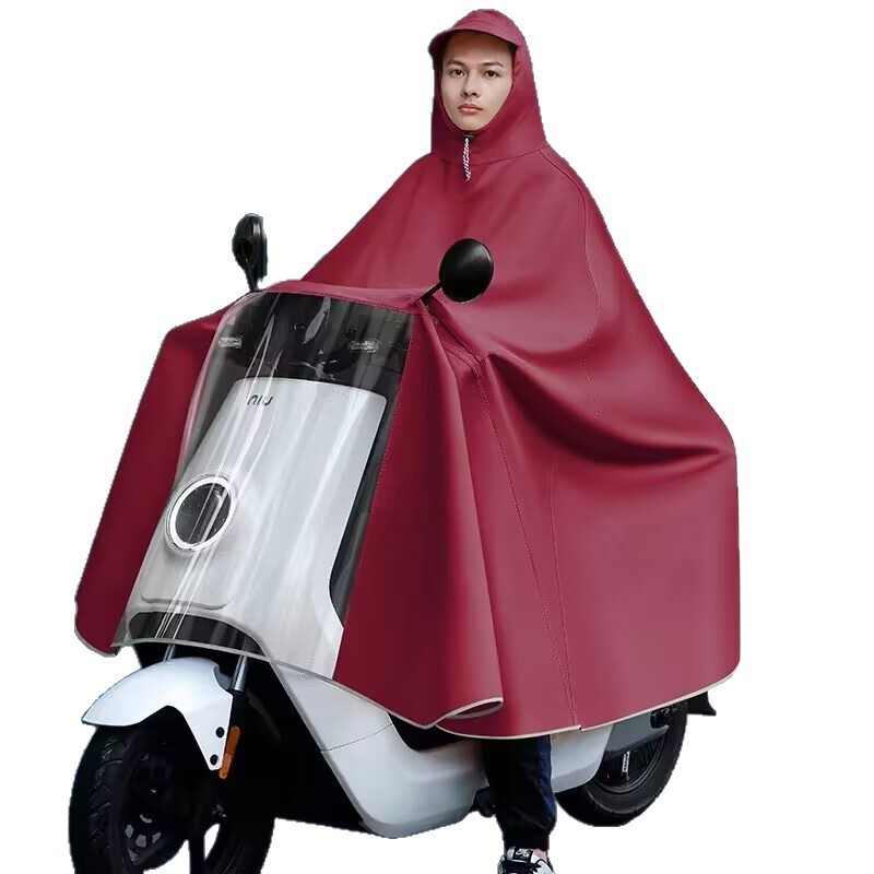 防風電気自動車電動バイクレインポンチョ、厚みのある全身男性と女性の防雨シングルとダブルライディングレインコート|undefined