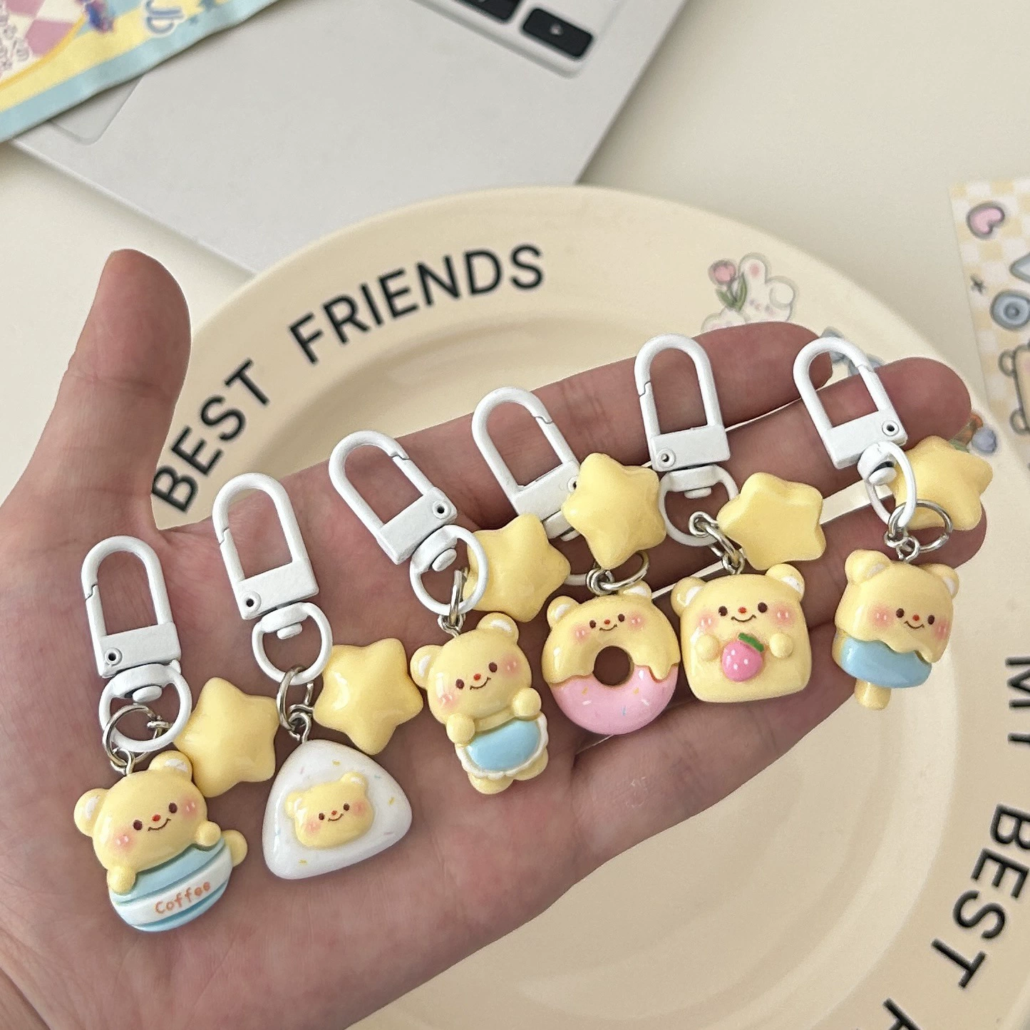 Cute Bear Keychain Pendant, Decorative Bag Charm, 3×3×3 cm, Assorted Designs