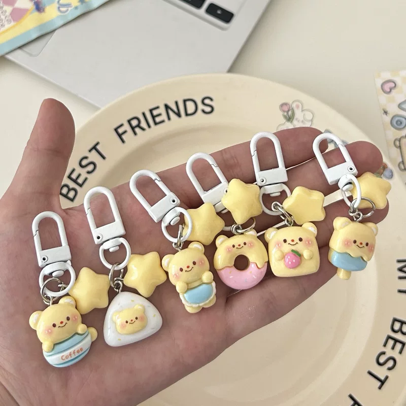 Cute Bear Keychain Pendant, Decorative Bag Charm, 3×3×3 cm, Assorted Designs