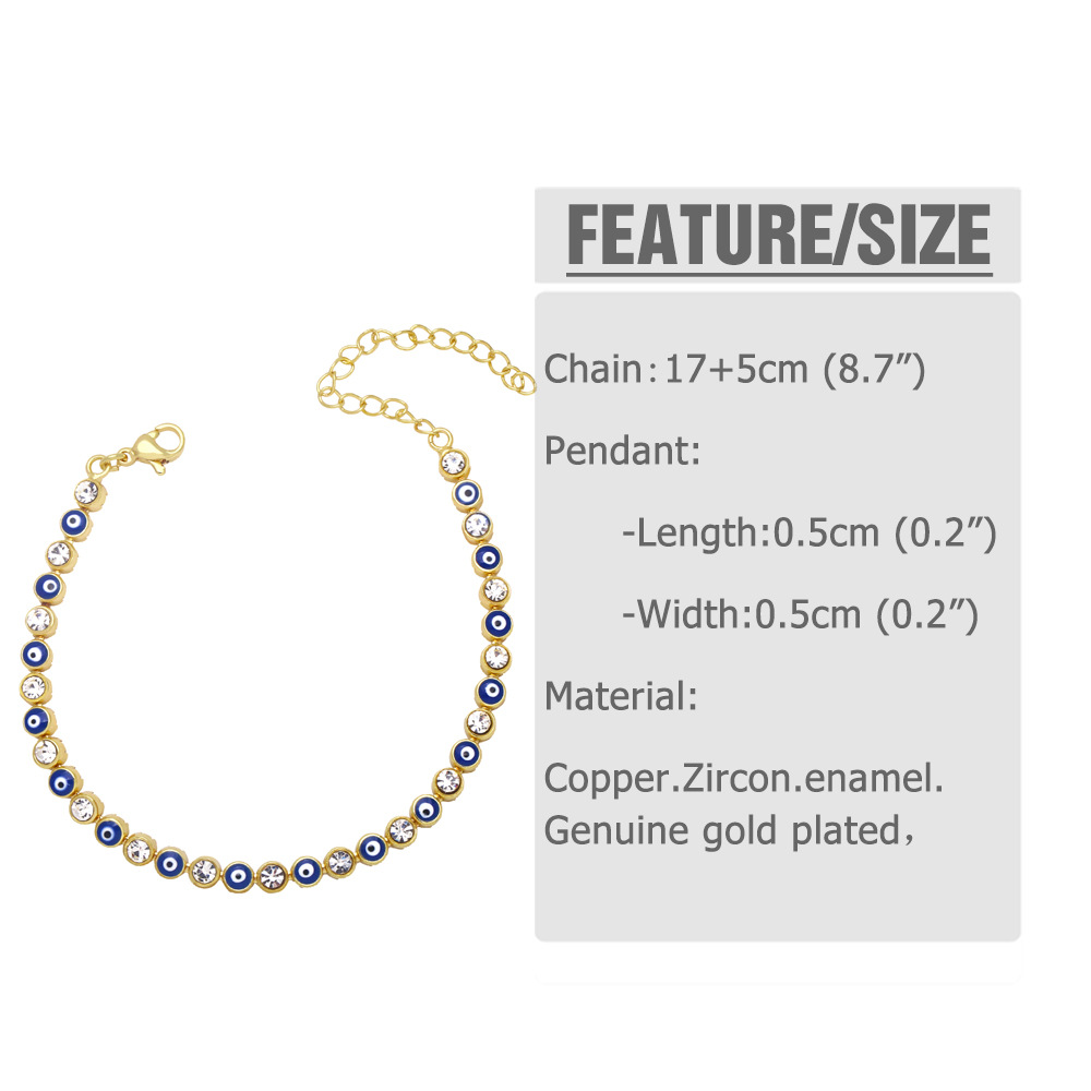 Fashion Eye Copper 18k Gold Plated Artificial Gemstones Bracelets In Bulk display picture 1