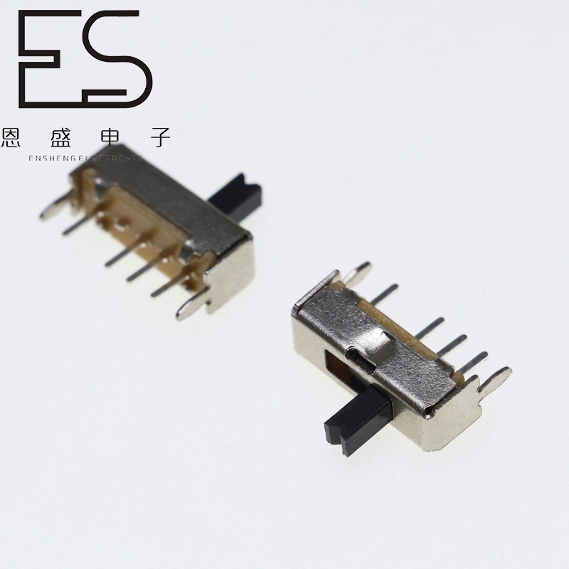 厂家直销拨动开关滑动开关SS-13D07 4脚3档正拨侧拨立式环保贴片