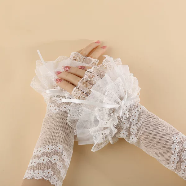 Japanese-Style Mesh Lace Bowknot Lolita Girl Thin Gloves and Sleeve Decorations Wholesale from Cross-Border Manufacturers