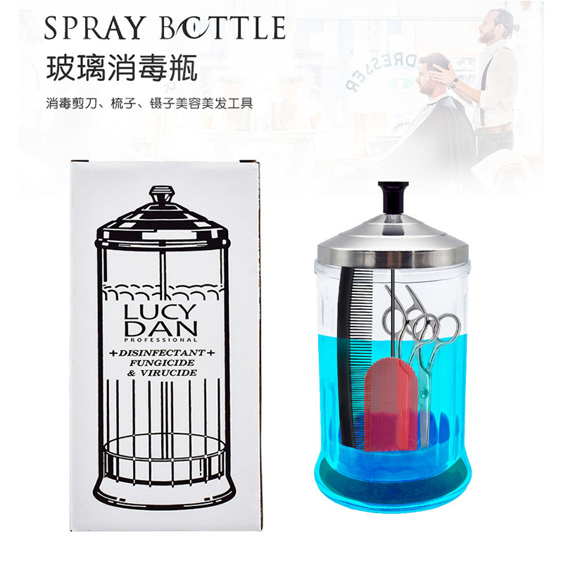 Herramientas de peluquería, vaso de desinfección de acero inoxidable y vidrio, esterilizador de uñas, botella de desinfección, vaso para herramientas de uñas, herramientas de peluquería